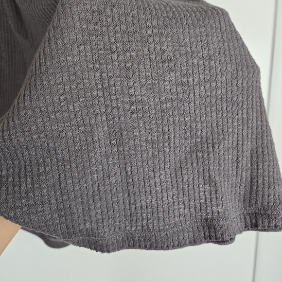 Free People Must Have Henley Gray Waffle Thermal Top Size XS Long Sleeve Light - Picture 5 of 11